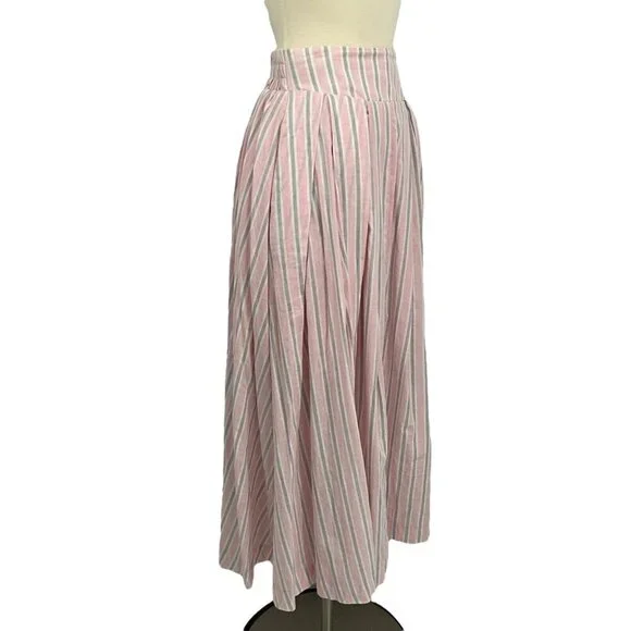 Mable Size S Sydney Square Neck Top & Skirt Set Pink Grey Stripe 100% Cotton - Picture 12 of 16